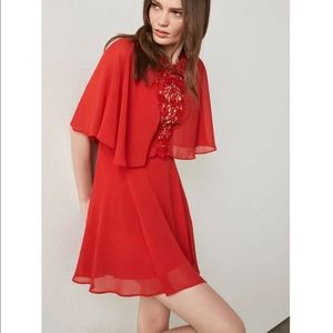 BCBGMaxAzria Red Cape Cocktail Dress Mini